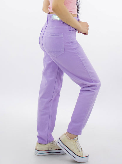 Jeans mom clasic de color lila