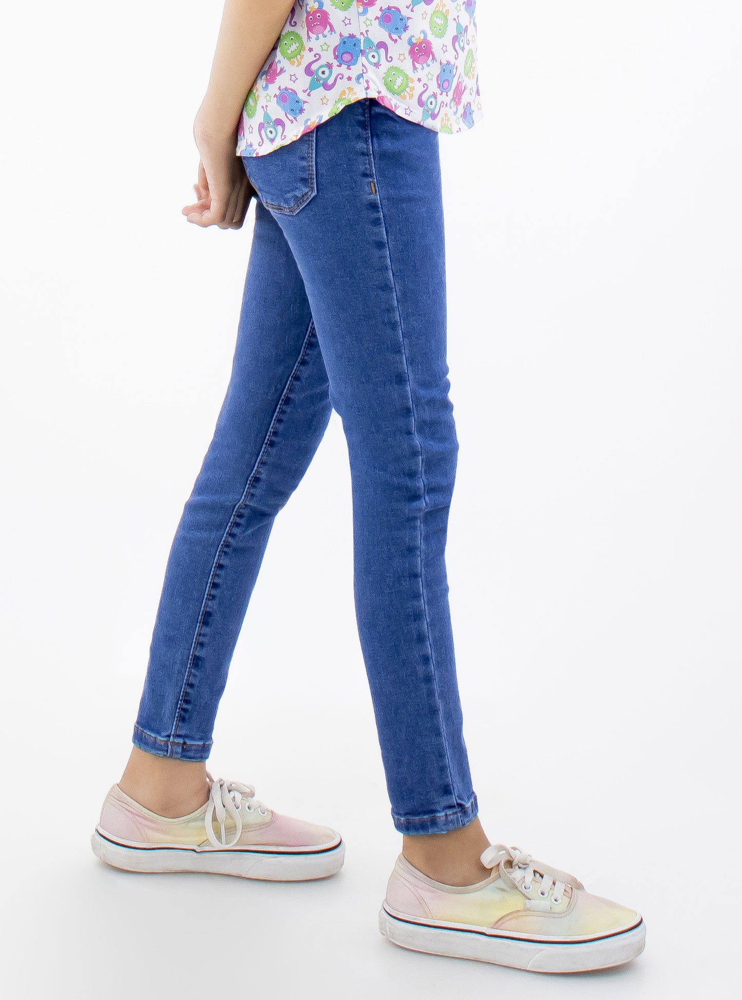 Jeans skinny de color azul medio