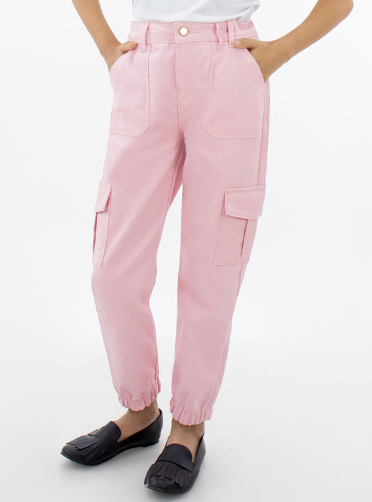 Jeans cargo de color rosa