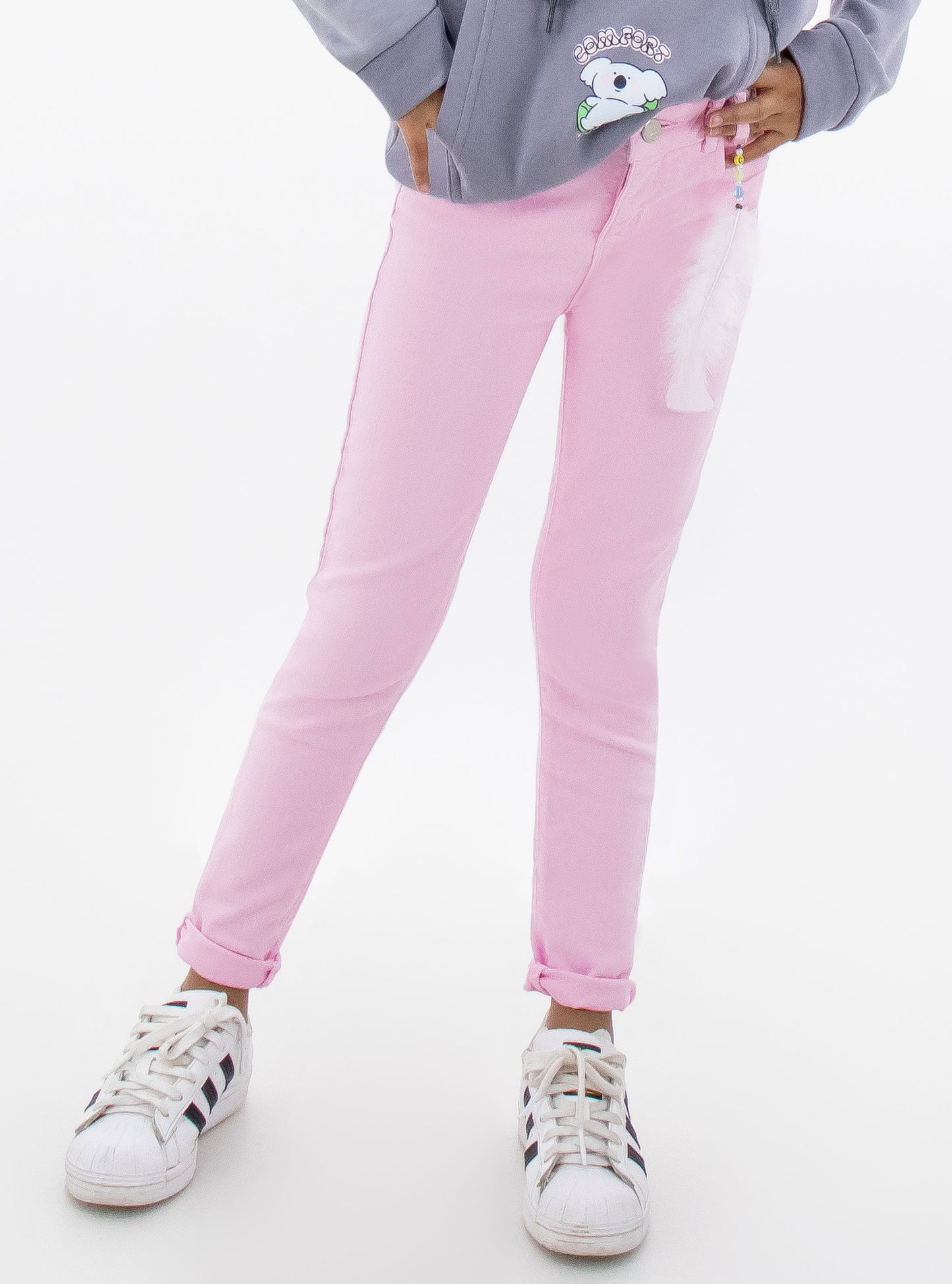 Jeans skinny de color rosa